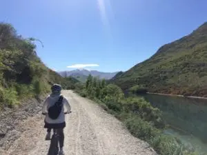 Biking beside the Kawarau River