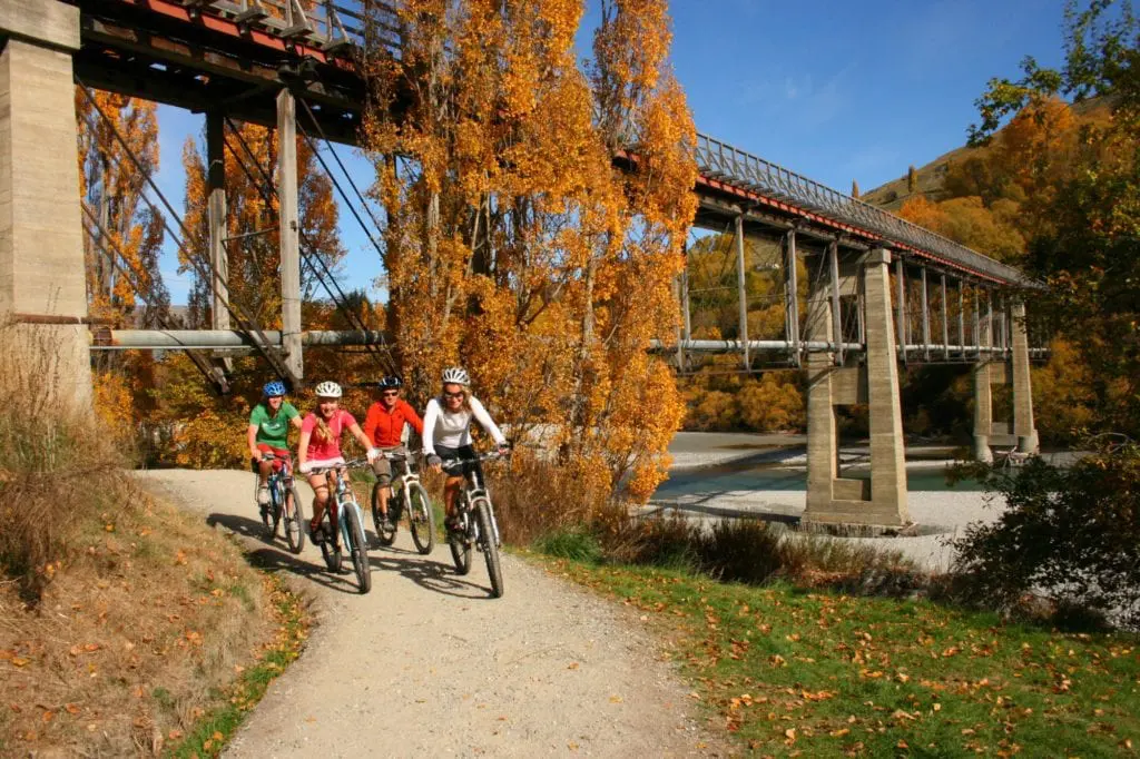 Biking under the Old Shotover Bridge