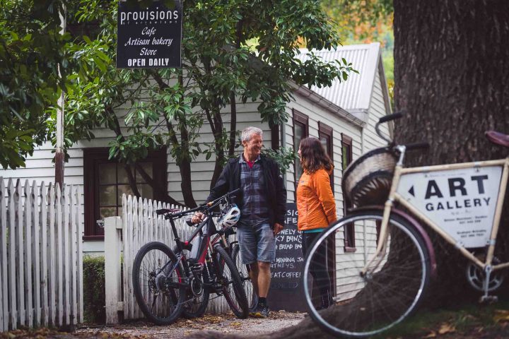 Biking in Arrowtown near Provisions Cafe