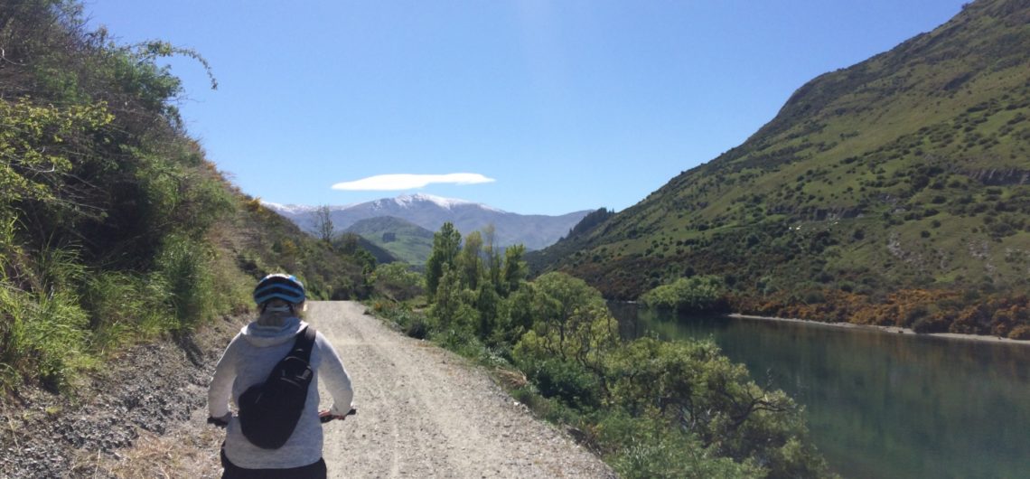 Biking beside the Kawarau River