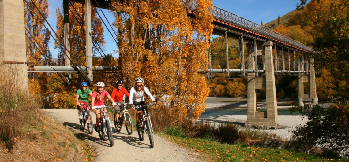 Biking under the Old Shotover Bridge