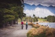 Riding the Queenstown Trail, near the Queenstown Gardens